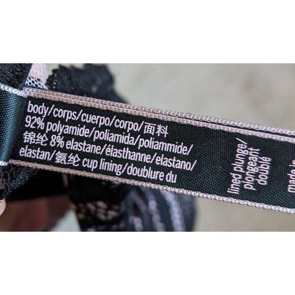 Victoria's Secret Black Lace Plunge Lightly Lined Underwired Adjustable Bra 34DD - Picture 6 of 8